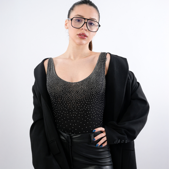 Taş Detaylı Askılı Bodysuit