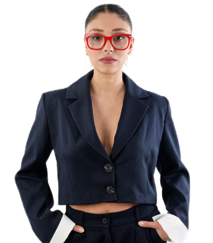 Çıkartılabilir Gömlek Detaylı Kısa Blazer