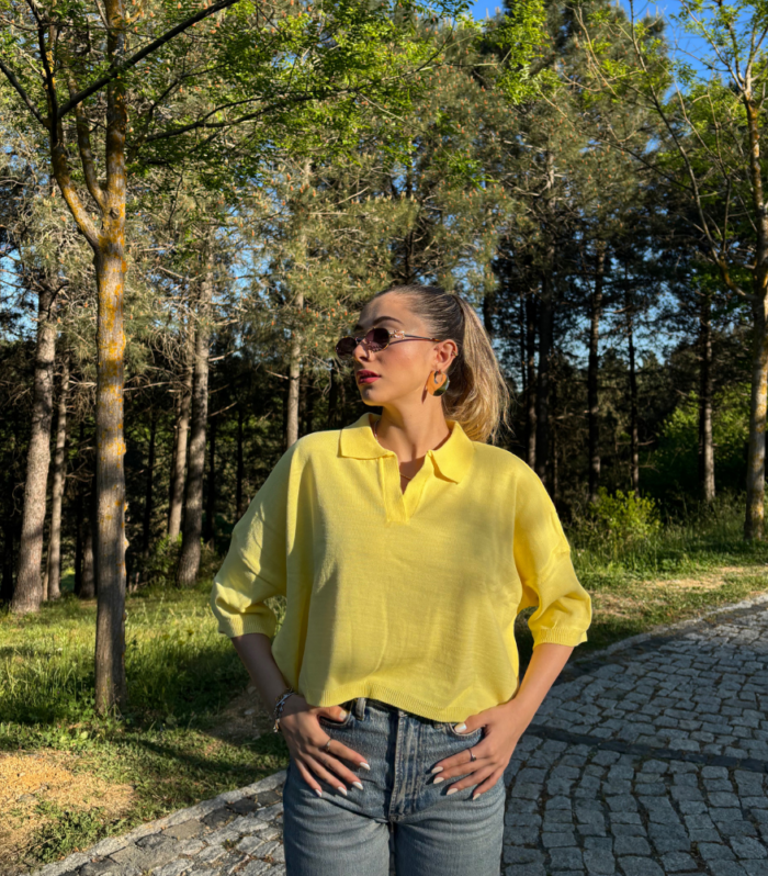 Polo Yaka Oversize Triko Üst