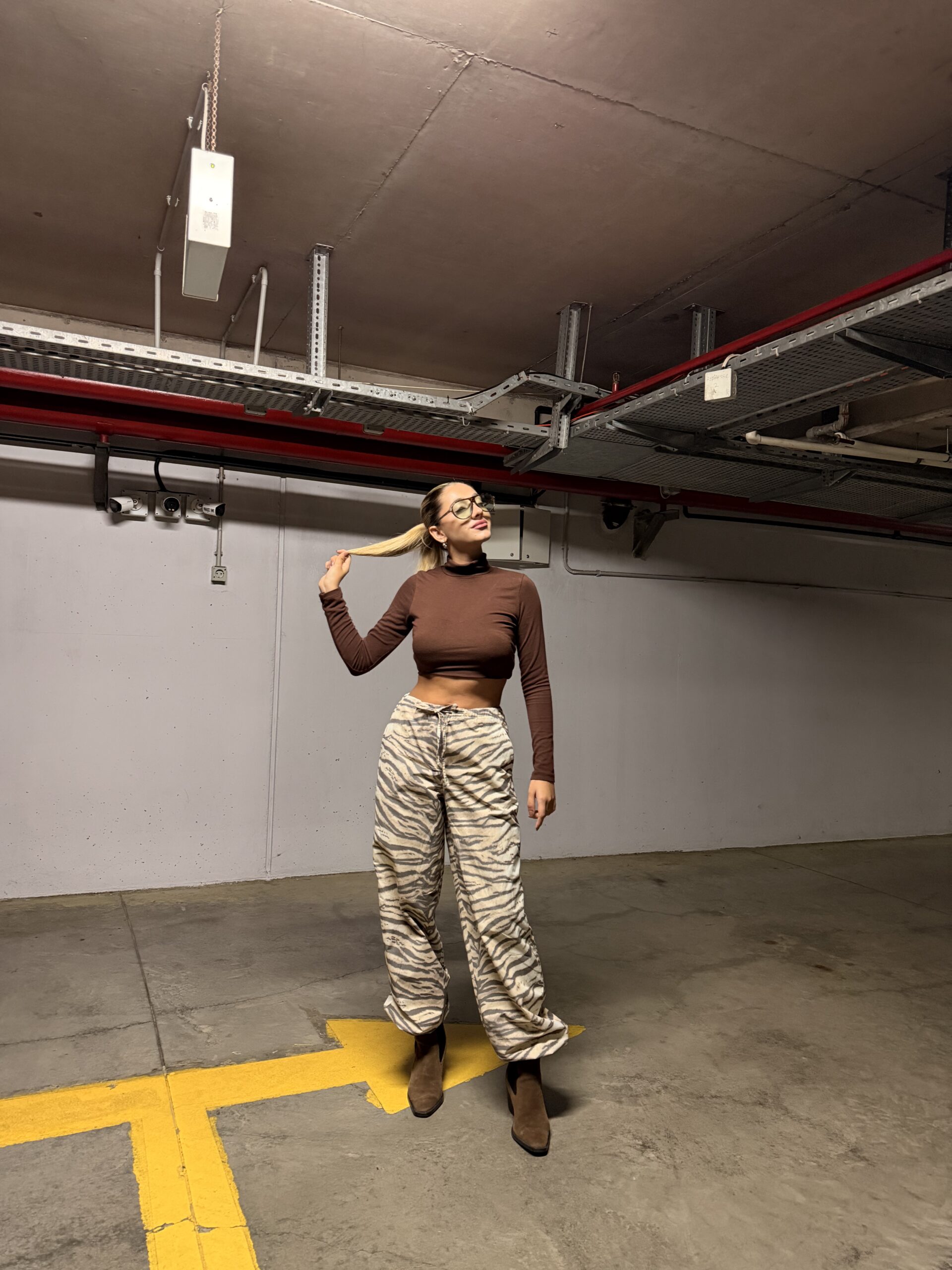 Zebra Desenli Ayarlanabilir Paraşüt Pantolon